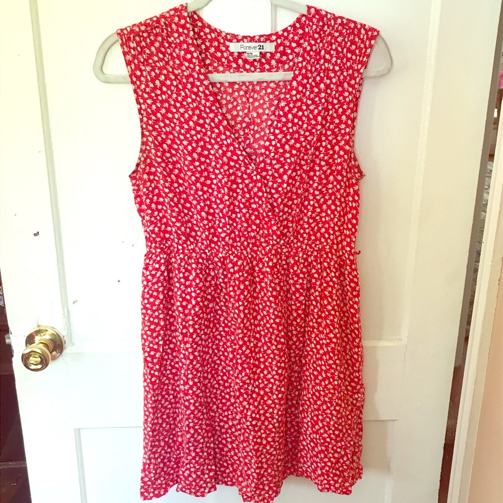 Red dress with white flowers